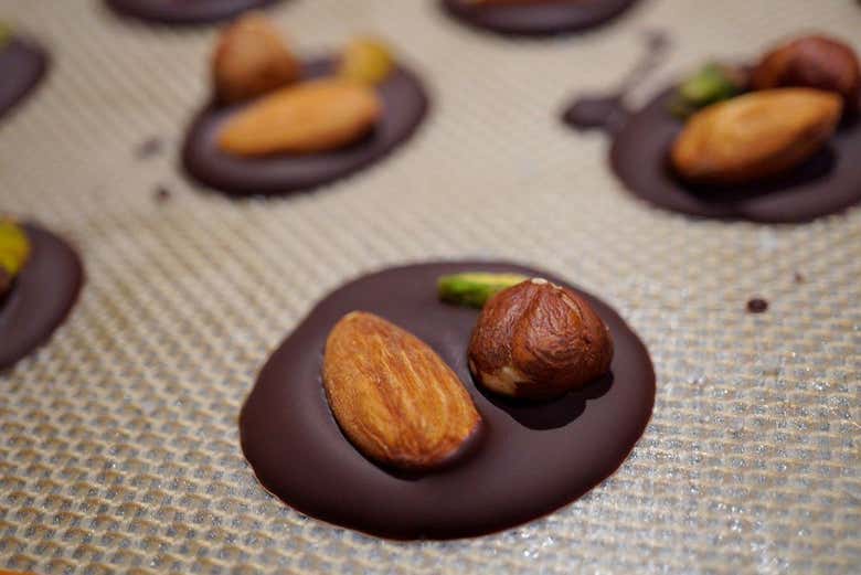 Preparing the traditional Mendiants chocolates